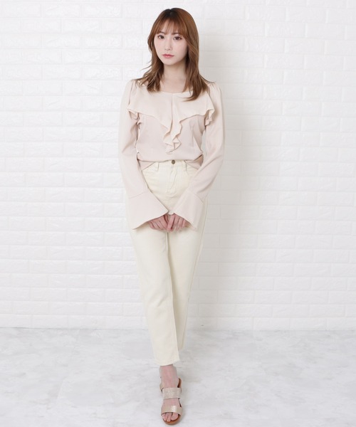 Lace Ladies(レースレディース)の「パフスリーブフリルブラウス(シャツ/ブラウス・レディース・ブラック/ベージュ・XL/S/L/M)」の6枚目の写真