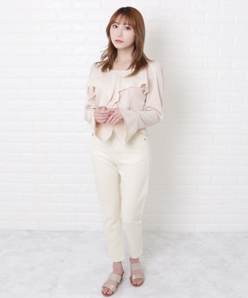 Lace Ladies(レースレディース)の「パフスリーブフリルブラウス(シャツ/ブラウス・レディース・ブラック/ベージュ・XL/S/L/M)」の7枚目の写真