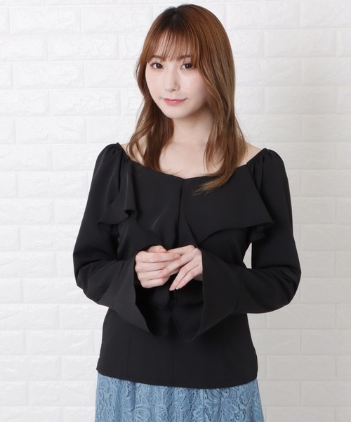 Lace Ladies(レースレディース)の「パフスリーブフリルブラウス(シャツ/ブラウス・レディース・ブラック/ベージュ・XL/S/L/M)」の13枚目の写真