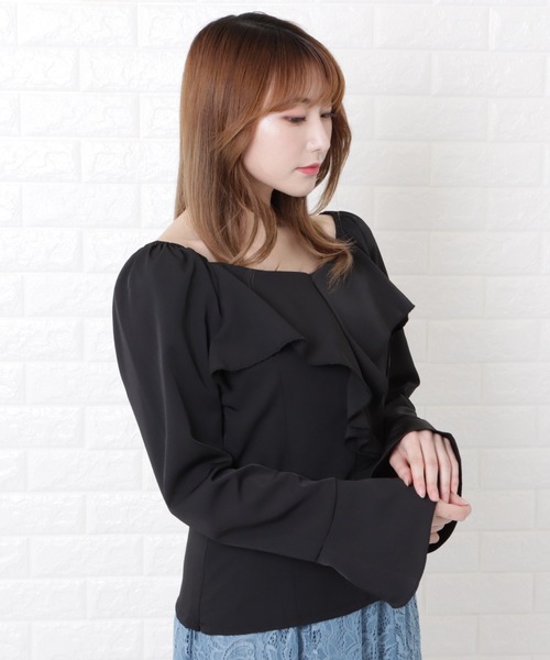Lace Ladies(レースレディース)の「パフスリーブフリルブラウス(シャツ/ブラウス・レディース・ブラック/ベージュ・XL/S/L/M)」の14枚目の写真