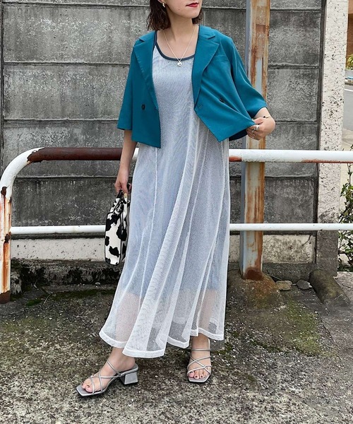 PAGEBOY（ページボーイ）の「メッシュキャミワンピース（ワンピース・レディース・ブラック/ベージュ/オフホワイト・FREE）」の6枚目の写真