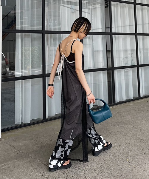 PAGEBOY（ページボーイ）の「メッシュキャミワンピース（ワンピース・レディース・ブラック/ベージュ/オフホワイト・FREE）」の12枚目の写真