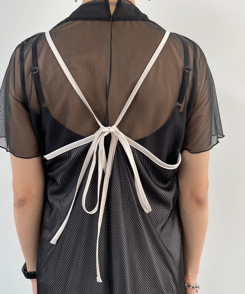 PAGEBOY（ページボーイ）の「メッシュキャミワンピース（ワンピース・レディース・ブラック/ベージュ/オフホワイト・FREE）」の9枚目の写真