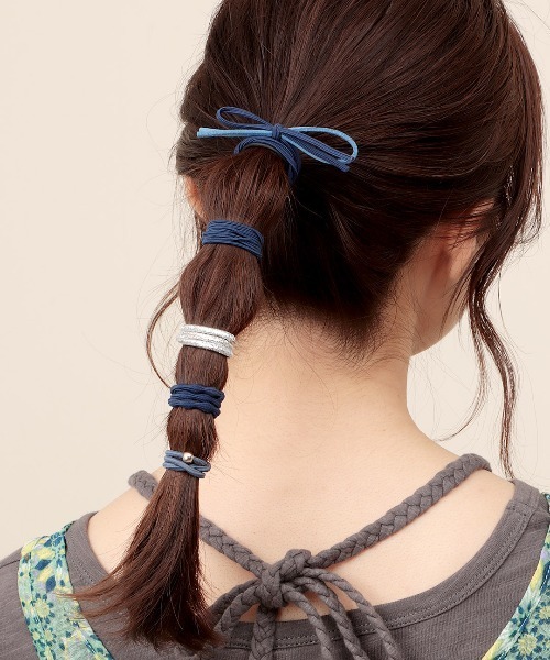 チチカカ(チチカカ)の「カラフルリボンヘアゴム パッケージセット(ヘアゴム・レディース・ネイビー/パープル/ブラック・FREE)」の3枚目の写真
