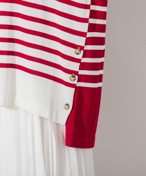 MAYSON GREY(メイソングレイ)の「クレージーボーダーサマーニット≪手洗い可能≫(ニット/セーター・レディース・レッド系その他/ブラック系その他/グリーン系その他・M)」の10枚目の写真