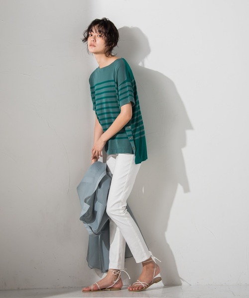MAYSON GREY(メイソングレイ)の「クレージーボーダーサマーニット≪手洗い可能≫(ニット/セーター・レディース・レッド系その他/ブラック系その他/グリーン系その他・M)」の18枚目の写真