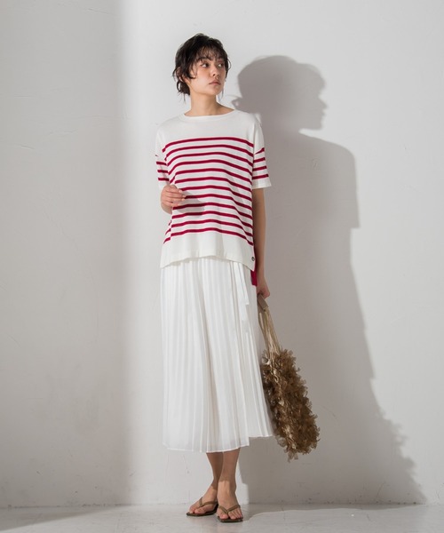 MAYSON GREY(メイソングレイ)の「クレージーボーダーサマーニット≪手洗い可能≫(ニット/セーター・レディース・レッド系その他/ブラック系その他/グリーン系その他・M)」の17枚目の写真