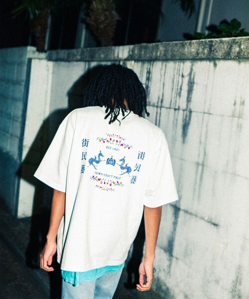 TOWNCRAFT（タウンクラフト）の「Towncraft PREP/タウンクラフトプレップ Machimingei&Dragon Short Sleeve Tee/マチミンゲイ ドラゴン 半袖Tシャツ/刺繍（Tシャツ/カットソー・メンズ・ホワイト/ライトブルー/パープル/ブラック・MEDIUM/LARGE）」の7枚目の写真
