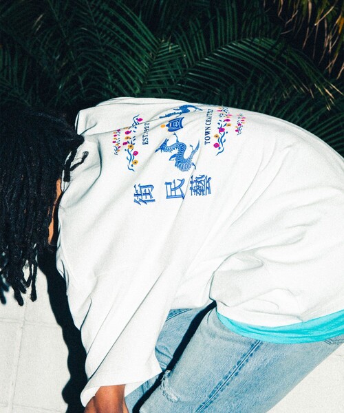 TOWNCRAFT（タウンクラフト）の「Towncraft PREP/タウンクラフトプレップ Machimingei&Dragon Short Sleeve Tee/マチミンゲイ ドラゴン 半袖Tシャツ/刺繍（Tシャツ/カットソー・メンズ・ホワイト/ライトブルー/パープル/ブラック・MEDIUM/LARGE）」の8枚目の写真