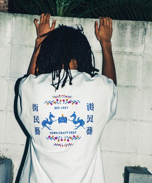 TOWNCRAFT（タウンクラフト）の「Towncraft PREP/タウンクラフトプレップ Machimingei&Dragon Short Sleeve Tee/マチミンゲイ ドラゴン 半袖Tシャツ/刺繍（Tシャツ/カットソー・メンズ・ホワイト/ライトブルー/パープル/ブラック・MEDIUM/LARGE）」の9枚目の写真