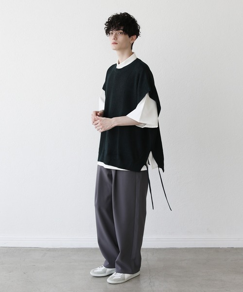 LILL（リル）の「ルーズベーシック半袖比翼シャツ（シャツ/ブラウス・メンズ・ホワイト/ブラック/ベージュ/ライトベージュ・S/M/L/XL）」の7枚目の写真