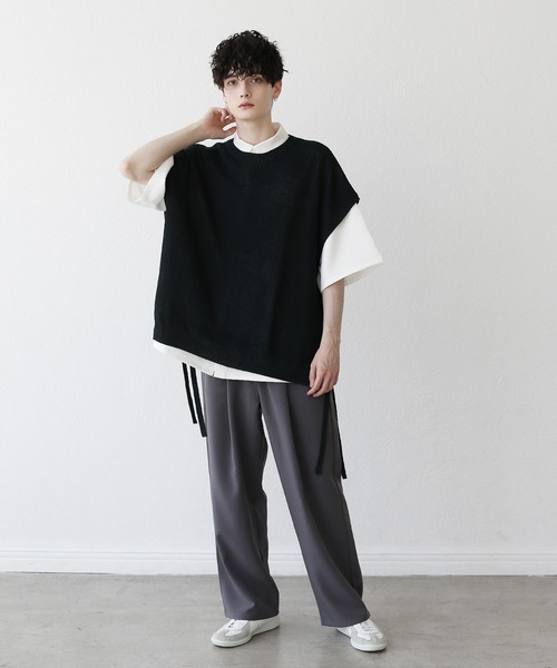 LILL（リル）の「ルーズベーシック半袖比翼シャツ（シャツ/ブラウス・メンズ・ホワイト/ブラック/ベージュ/ライトベージュ・S/M/L/XL）」の8枚目の写真