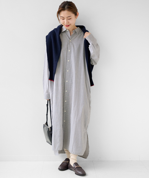 ARMEN(アーメン)の「【ARMEN/アーメン】REGULAR COLLAR MAXI OP:別注ワンピース(シャツワンピース・レディース・ブラック・FREE)」の1枚目の写真
