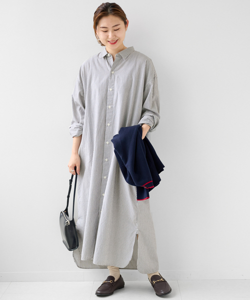 ARMEN(アーメン)の「【ARMEN/アーメン】REGULAR COLLAR MAXI OP:別注ワンピース(シャツワンピース・レディース・ブラック・FREE)」の2枚目の写真