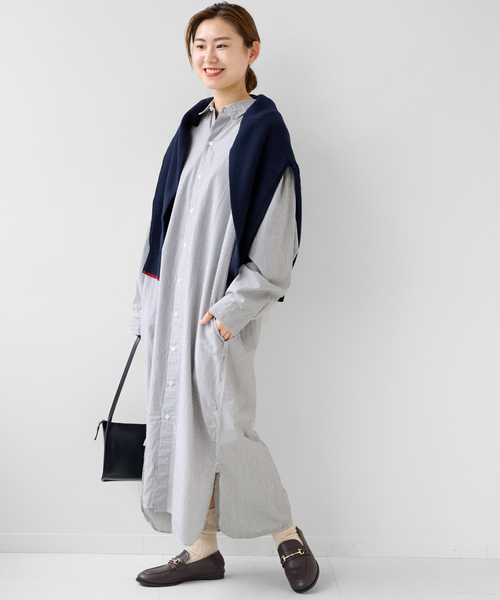 ARMEN(アーメン)の「【ARMEN/アーメン】REGULAR COLLAR MAXI OP:別注ワンピース(シャツワンピース・レディース・ブラック・FREE)」の3枚目の写真