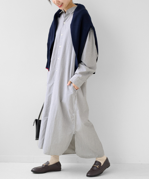 ARMEN(アーメン)の「【ARMEN/アーメン】REGULAR COLLAR MAXI OP:別注ワンピース(シャツワンピース・レディース・ブラック・FREE)」の4枚目の写真
