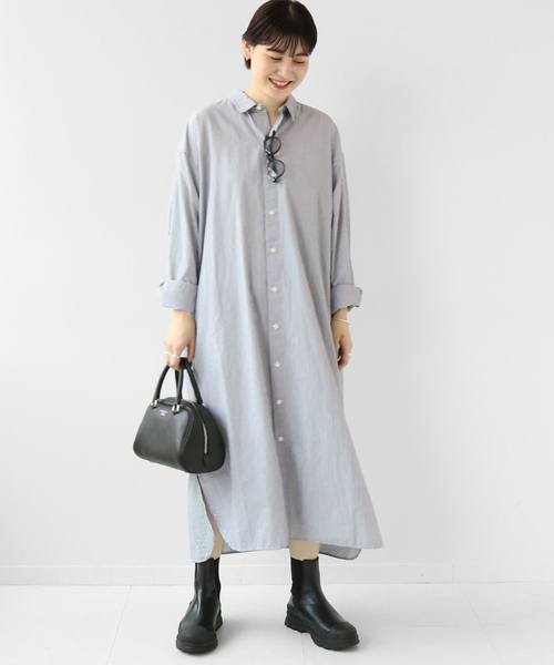 ARMEN(アーメン)の「【ARMEN/アーメン】REGULAR COLLAR MAXI OP:別注ワンピース(シャツワンピース・レディース・ブラック・FREE)」の7枚目の写真