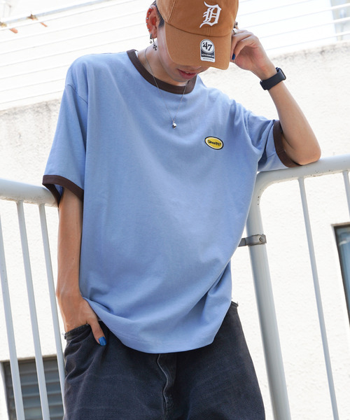 VENCEEXCHANGE(ヴァンスエクスチェンジ)の「ワンポイントリンガーTシャツ(Tシャツ/カットソー・メンズ・ホワイト/チャコールグレー/ベージュ/ブルー・フリー)」の4枚目の写真