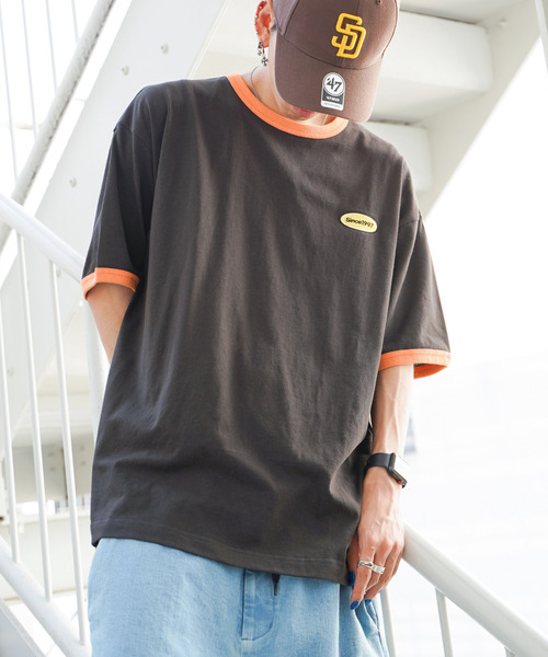 VENCEEXCHANGE(ヴァンスエクスチェンジ)の「ワンポイントリンガーTシャツ(Tシャツ/カットソー・メンズ・ホワイト/チャコールグレー/ベージュ/ブルー・フリー)」の7枚目の写真