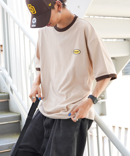 VENCEEXCHANGE(ヴァンスエクスチェンジ)の「ワンポイントリンガーTシャツ(Tシャツ/カットソー・メンズ・ホワイト/チャコールグレー/ベージュ/ブルー・フリー)」の18枚目の写真