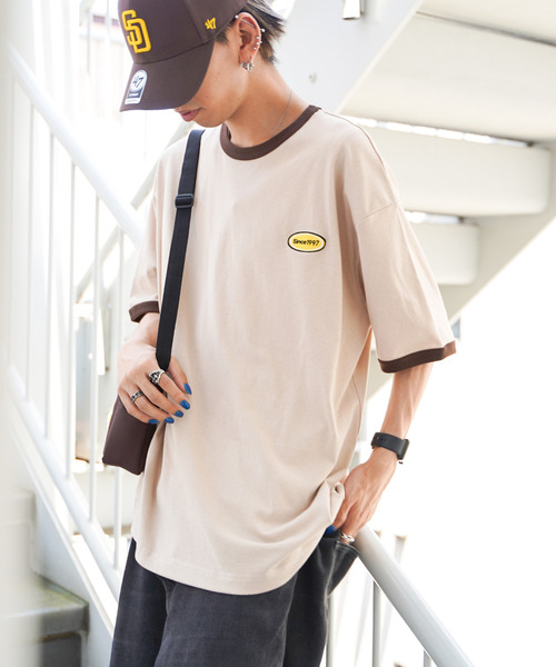 VENCEEXCHANGE(ヴァンスエクスチェンジ)の「ワンポイントリンガーTシャツ(Tシャツ/カットソー・メンズ・ホワイト/チャコールグレー/ベージュ/ブルー・フリー)」の15枚目の写真