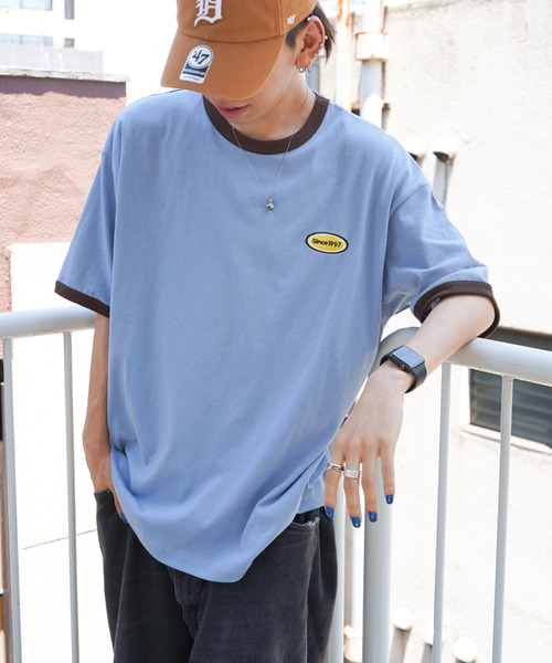 VENCEEXCHANGE(ヴァンスエクスチェンジ)の「ワンポイントリンガーTシャツ(Tシャツ/カットソー・メンズ・ホワイト/チャコールグレー/ベージュ/ブルー・フリー)」の6枚目の写真