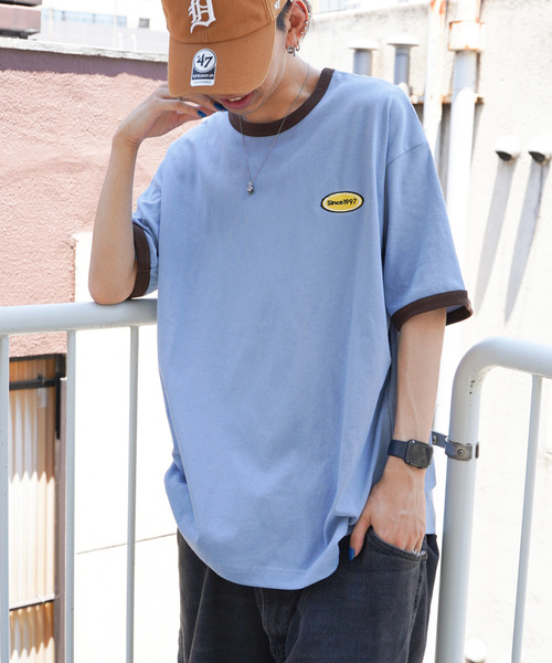 VENCEEXCHANGE(ヴァンスエクスチェンジ)の「ワンポイントリンガーTシャツ(Tシャツ/カットソー・メンズ・ホワイト/チャコールグレー/ベージュ/ブルー・フリー)」の12枚目の写真