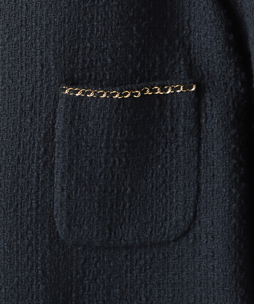 Deuxieme Classe chain ツイード ジャケット　ネイビー Deuxieme Classe（ドゥーズィエムクラス）の「*chain ツイード