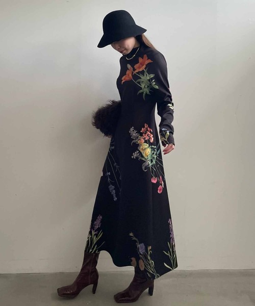 Ameri（アメリ）の「UND ANNABELLE LONG DRESS（ワンピース・レディース・ネイビー/ボルドー・MEDIUM/SMALL）」の8枚目の写真