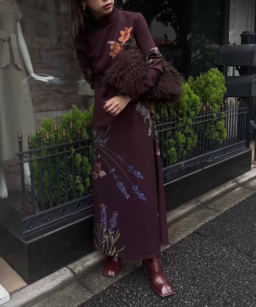 Ameri（アメリ）の「UND ANNABELLE LONG DRESS（ワンピース・レディース・ネイビー/ボルドー・MEDIUM/SMALL）」の12枚目の写真