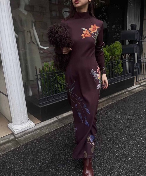 Ameri（アメリ）の「UND ANNABELLE LONG DRESS（ワンピース・レディース・ネイビー/ボルドー・MEDIUM/SMALL）」の13枚目の写真