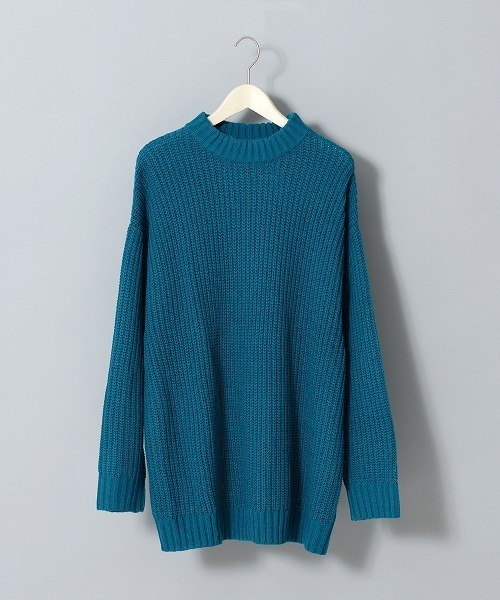 Revo.（レボ）の「revo. 畦編み 5G モックネック ルーズ オーバーサイズ ニットプルオーバー 韓国 ファッション ストリート（ニット/セーター・メンズ・マスタード/パープル/グレー/ブルー/ブラック/グリーン・MEDIUM/LARGE）」の2枚目の写真