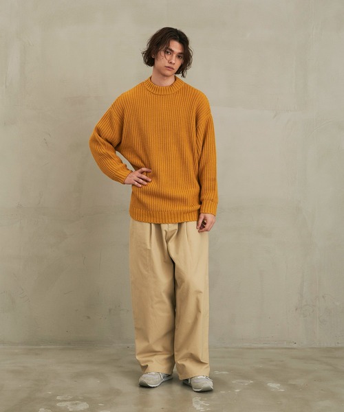 Revo.（レボ）の「revo. 畦編み 5G モックネック ルーズ オーバーサイズ ニットプルオーバー 韓国 ファッション ストリート（ニット/セーター・メンズ・マスタード/パープル/グレー/ブルー/ブラック/グリーン・MEDIUM/LARGE）」の9枚目の写真