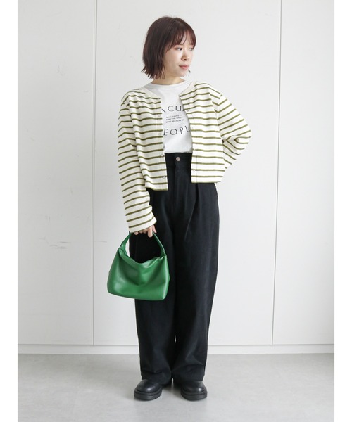 ehka sopo(エヘカソポ)の「ワンハンドルショルダーバッグ(ショルダーバッグ・レディース・ブラック/オフホワイト/グリーン・フリ-)」の5枚目の写真