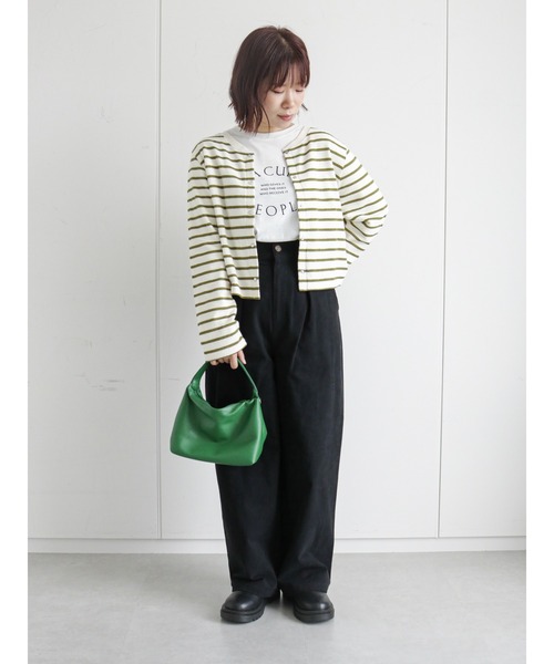 ehka sopo(エヘカソポ)の「ワンハンドルショルダーバッグ(ショルダーバッグ・レディース・ブラック/オフホワイト/グリーン・フリ-)」の6枚目の写真