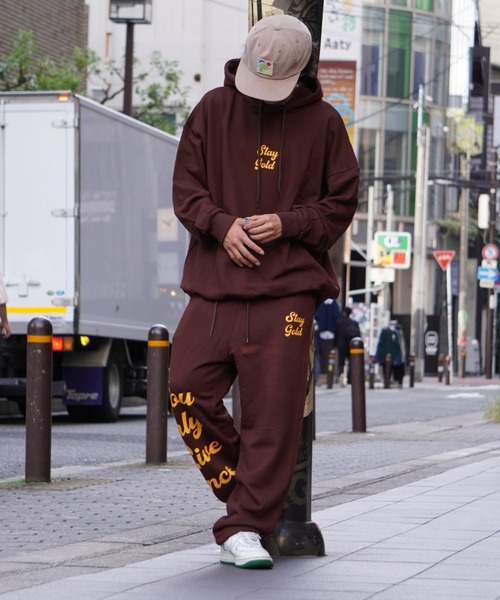 STAY GOLD(ステイゴールド)の「STAYGOLD ロゴ スウェットパンツ【セットアップ対応】/ ワイドパンツ パンツ(スウェットパンツ・メンズ・ブラウン/ブラック/ホワイト系・FREE)」の12枚目の写真