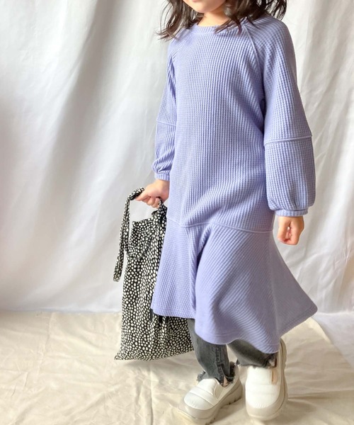 CIAOPANIC TYPY（チャオパニックティピー）の「【KIDS】２WAYサーマル配色ステッチマーメイドワンピース（ワンピース・キッズ・ベージュ系その他/パープル/ブラック・S/M/L/XL/XXL）」の3枚目の写真