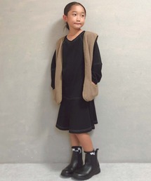 【KIDS】2WAYサーマル配色ステッチマーメイドワンピース