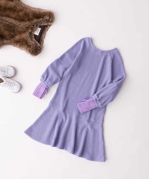 CIAOPANIC TYPY（チャオパニックティピー）の「【KIDS】２WAYサーマル配色ステッチマーメイドワンピース（ワンピース・キッズ・ベージュ系その他/パープル/ブラック・S/M/L/XL/XXL）」の7枚目の写真