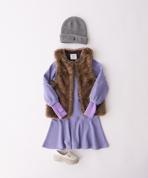 CIAOPANIC TYPY（チャオパニックティピー）の「【KIDS】２WAYサーマル配色ステッチマーメイドワンピース（ワンピース・キッズ・ベージュ系その他/パープル/ブラック・S/M/L/XL/XXL）」の8枚目の写真