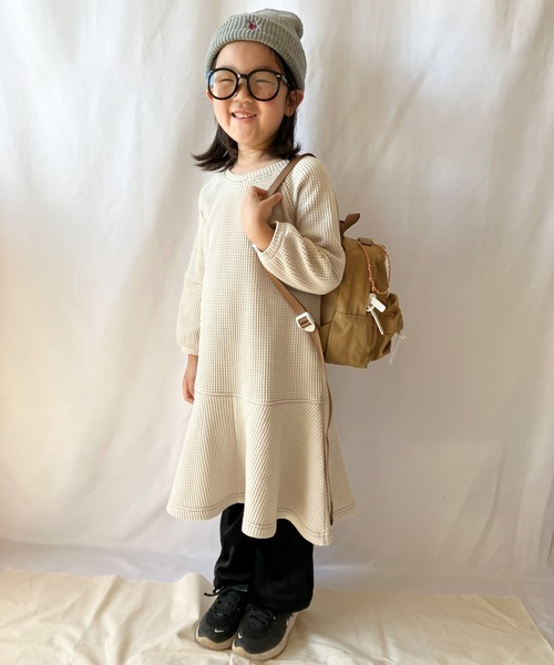 CIAOPANIC TYPY（チャオパニックティピー）の「【KIDS】２WAYサーマル配色ステッチマーメイドワンピース（ワンピース・キッズ・ベージュ系その他/パープル/ブラック・S/M/L/XL/XXL）」の19枚目の写真