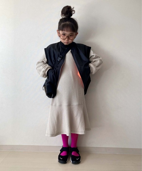 CIAOPANIC TYPY（チャオパニックティピー）の「【KIDS】２WAYサーマル配色ステッチマーメイドワンピース（ワンピース・キッズ・ベージュ系その他/パープル/ブラック・S/M/L/XL/XXL）」の17枚目の写真