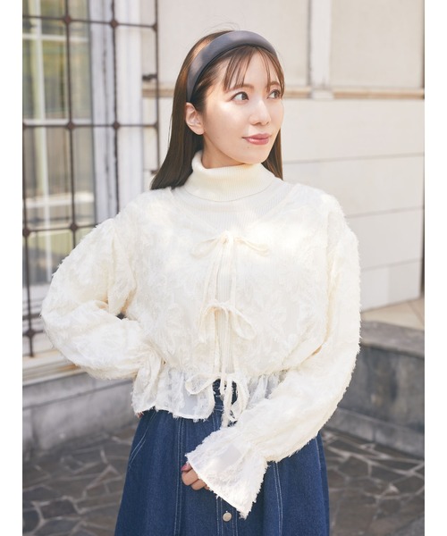 Areeam（アリーム）の「カットジャガードブラウス（シャツ/ブラウス・レディース・アイボリー/ラベンダー・FREE）」の3枚目の写真