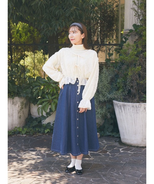 Areeam（アリーム）の「カットジャガードブラウス（シャツ/ブラウス・レディース・アイボリー/ラベンダー・FREE）」の7枚目の写真
