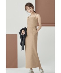 ウエストベルトショルダーワンピース