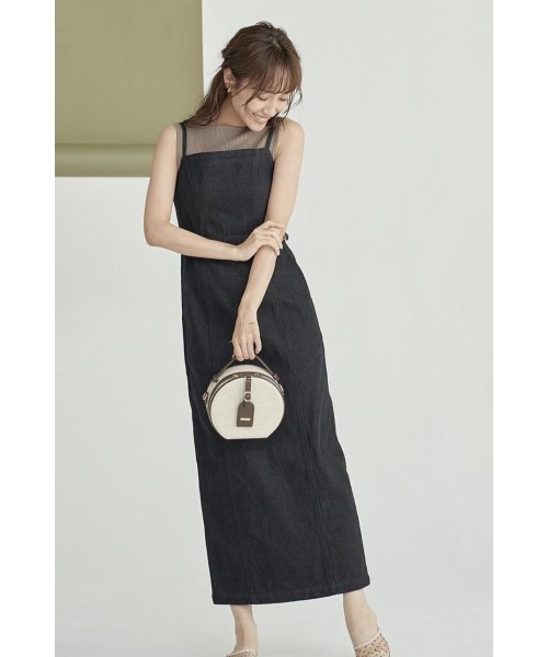 N WITH.（エヌウィズ）の「ウエストベルトショルダーワンピース（ワンピース・レディース・ベージュ/ブラック・S/M）」の2枚目の写真