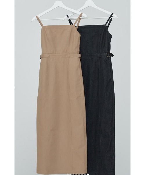 N WITH.（エヌウィズ）の「ウエストベルトショルダーワンピース（ワンピース・レディース・ベージュ/ブラック・S/M）」の3枚目の写真