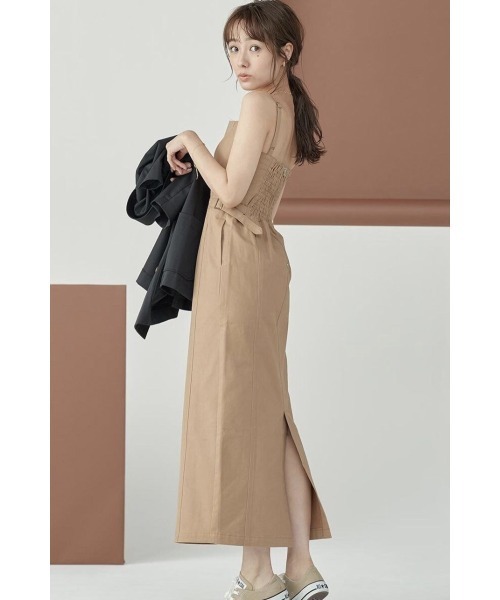 N WITH.（エヌウィズ）の「ウエストベルトショルダーワンピース（ワンピース・レディース・ベージュ/ブラック・S/M）」の5枚目の写真