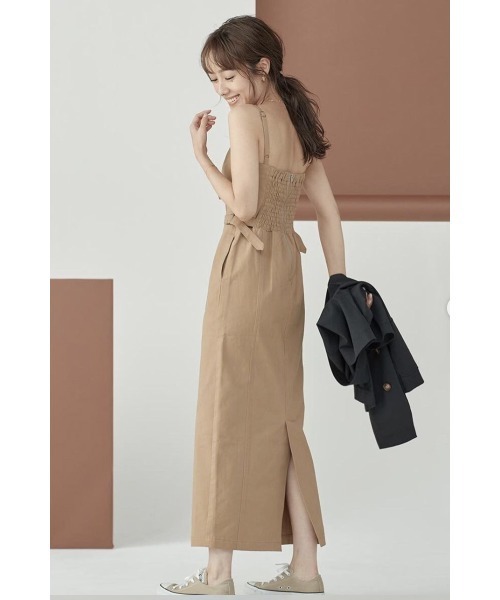 N WITH.（エヌウィズ）の「ウエストベルトショルダーワンピース（ワンピース・レディース・ベージュ/ブラック・S/M）」の6枚目の写真