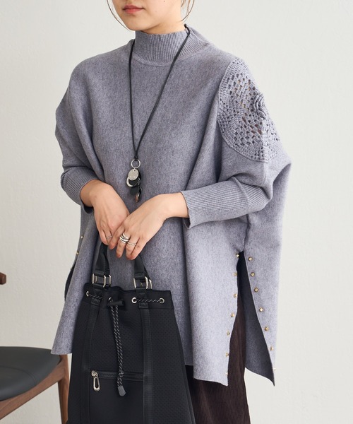 Pal collection（パルコレクション）の「袖編みワイドニット（ニット/セーター・レディース・ブラック/グレー/ベージュ・FREE）」の7枚目の写真